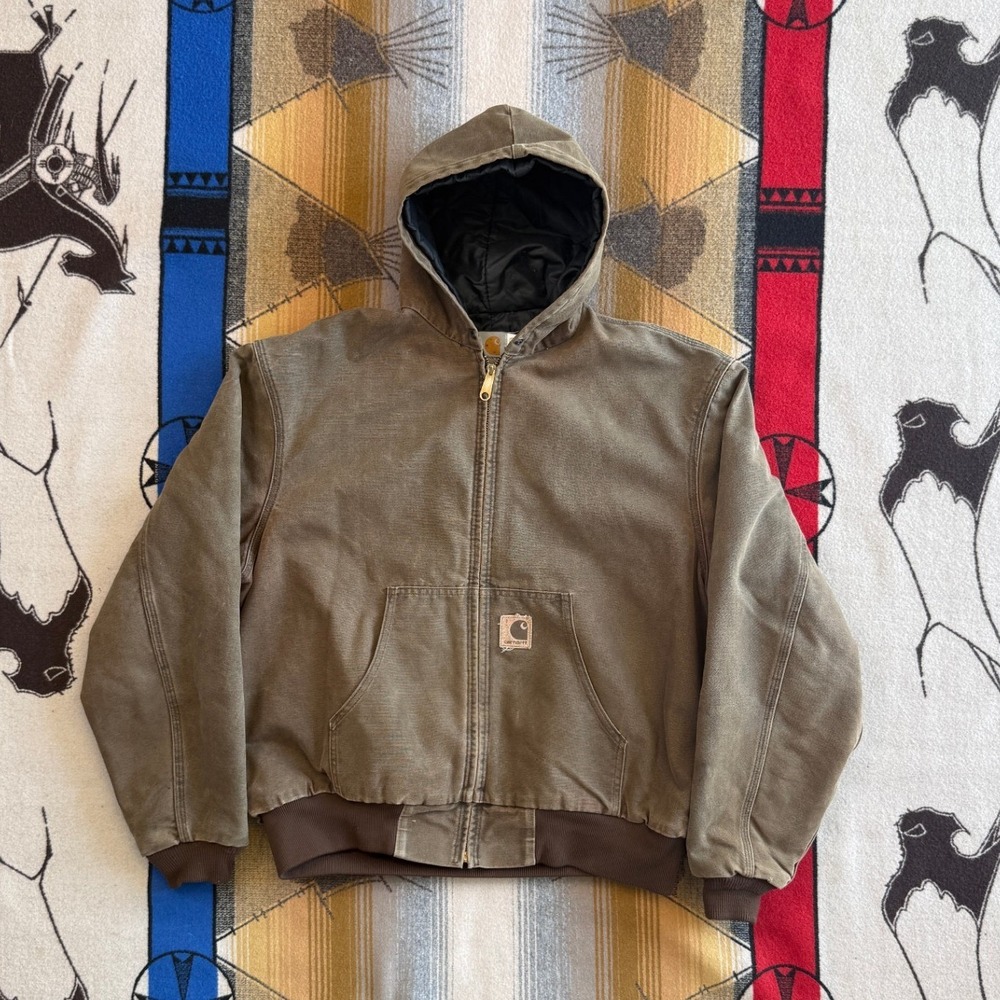 Carhartt JQ282 Vintage Active Jacket Faded Brown Duck Canvas Quilted Lined XL
